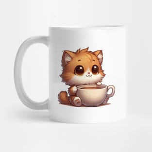 Cozy Kitten in Coffee Cup: Purr-fect Morning Illustration Mug